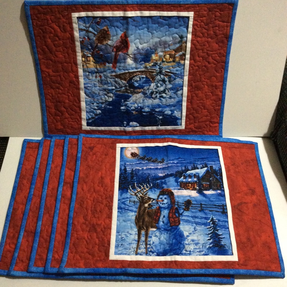 6 NWOT Beautifully handmade Xmas themed placemats